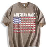 American Made Fishing Flag Vintage Washed T-Shirt in Brown