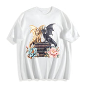 Winter Twin Dragon Cotton T-Shirt in White