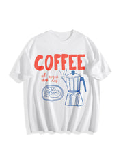 Coffee Club Coffee Lover Cotton T-Shirt in White