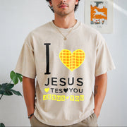 I Love Jesus Yes I Do Vintage Washed T-Shirt in Beige