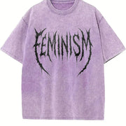 Feminism Gym Pump Cover Vintage Washed T-Shirt in Purple