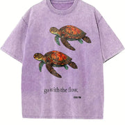 Sea Turtles Go with the Flow Vintage Washed T-Shirt in Purple