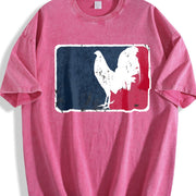 GameFowl Major League Rooster for Parties vintage washed oversized T-shirt in Red