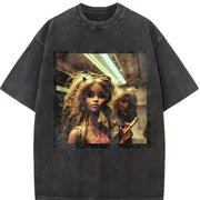 Sunglasses Glam Doll at the Bar Vintage Washed T-Shirt in Black