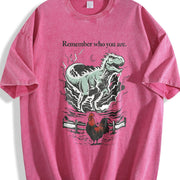 Remember Who You Are Dinosaur Vintage Washed T-Shirt in Red