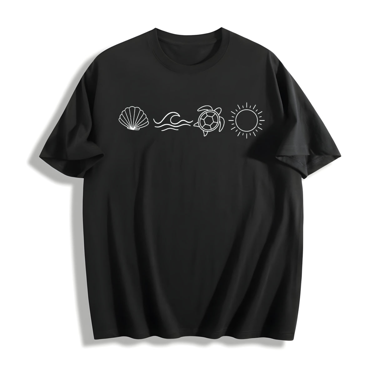 Beach Bum Cute Cotton T-Shirt in Black