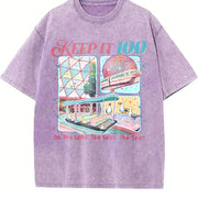 Retro Keep It 100 The Land The Seas The Skies Family Trip vintage washed oversized T-shirt in Purple