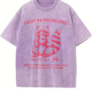 Retro I Got 99 Problems Raccoon 90's Vintage Washed T-Shirt in Purple