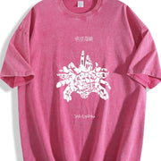 Black Jujutsu Kaisen Jinji Endonka Vintage Washed T-Shirt in Red