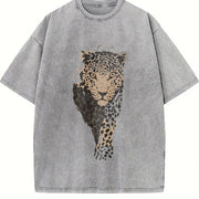 Local Delivery Leopard Head Vintage Washed T-Shirt in Gray