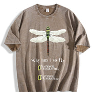 Dragonfly Why Am I So Fly Vintage Washed T-Shirt in Brown