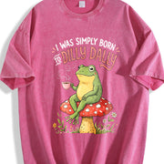 I Was Simply Born Dİlly Dally Vintage Washed T-Shirt in Red