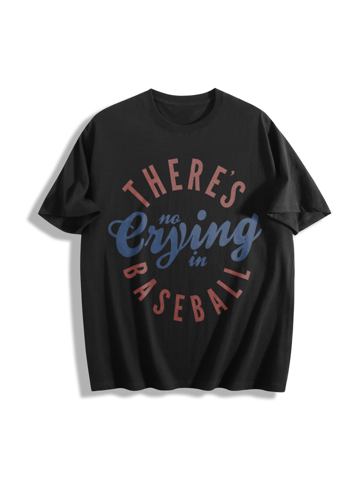 There’s No Crying in Baseball Mom Cotton T-Shirt in Black