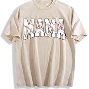 Baseball Mama Mothers Day for Baseball Mom Vintage Washed T-Shirt in Beige