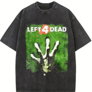 Left 4 Dead New 2008 Grunge Y2K Tapout Affliction Emo Goth Vintage Washed T-Shirt in Black