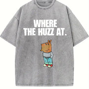 Chill Guy Where the Huzz At Vintage Washed T-Shirt in Gray