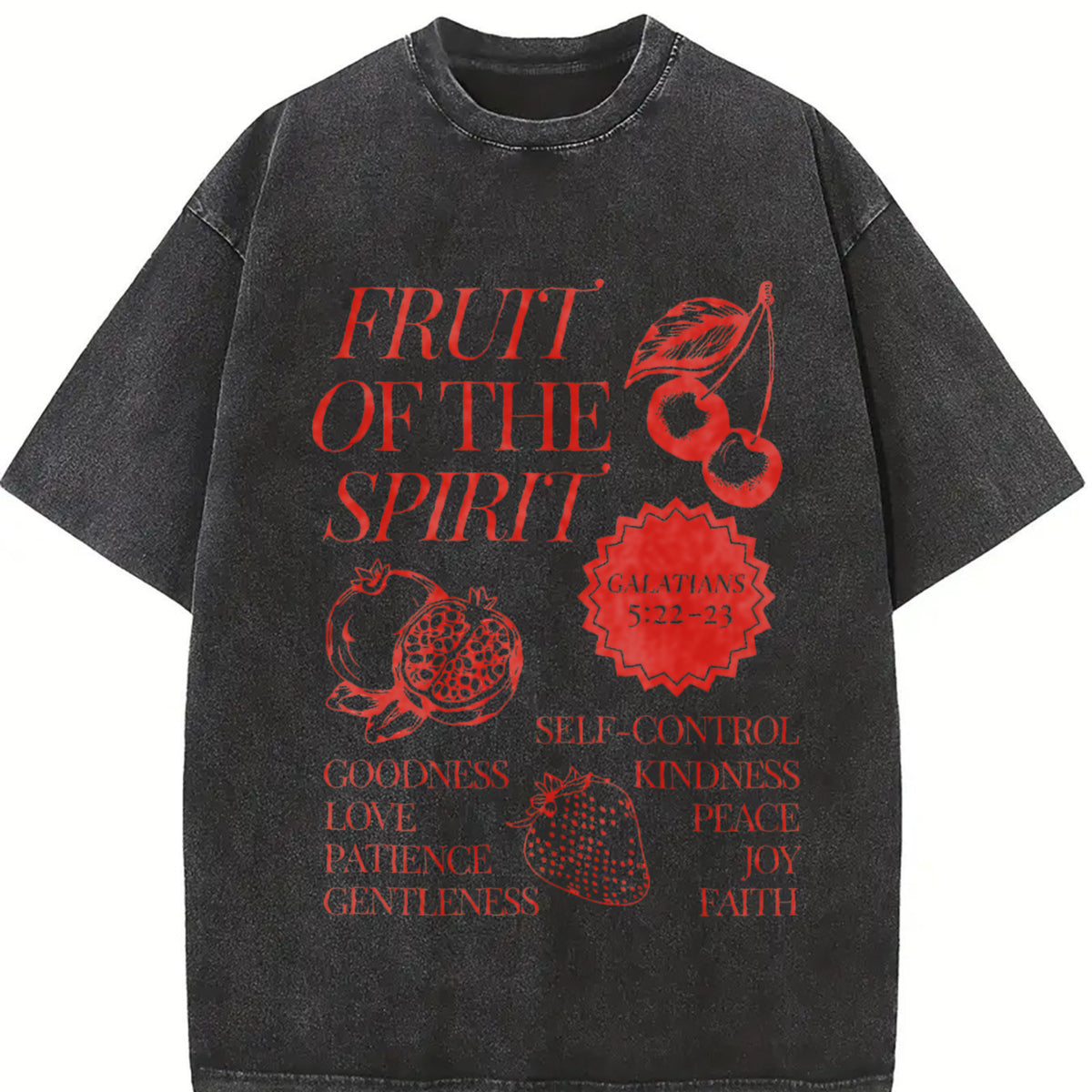 With Retro Spring Attire Vintage Washed T-Shirt in Black
