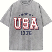 USA 1776 Vintage Washed T-Shirt in Gray