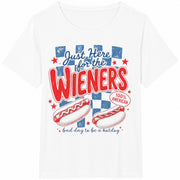 Just Here for the Wieners Cotton T-Shirt in White