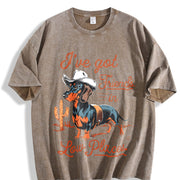I've Got Friends In Low Places Dachshund Wiener Dog vintage washed oversized T-shirt in Brown