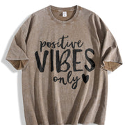 Positive Vibes Only Good Vibes Only Positive Vibes Only Vintage Washed T-Shirt in Brown
