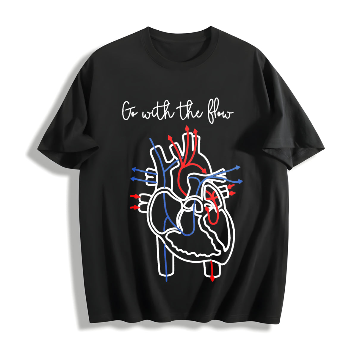 Simple Letter and Peace Heart One-piece Cotton T-Shirt in Black
