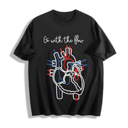 Simple Letter and Peace Heart One-piece Cotton T-Shirt in Black