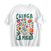 Chinga La Migra Abolish Ice Protest Cotton T-Shirt in White
