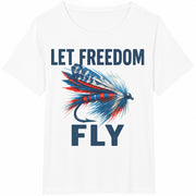 Let Freedom Fly Fishing Cotton T-Shirt in White