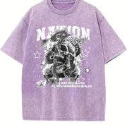 Nation Snake Skull Vintage Washed T-Shirt in Purple