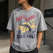 Roly-poly Cowboy Rodeo Cowgirl Vintage Washed T-Shirt in Gray