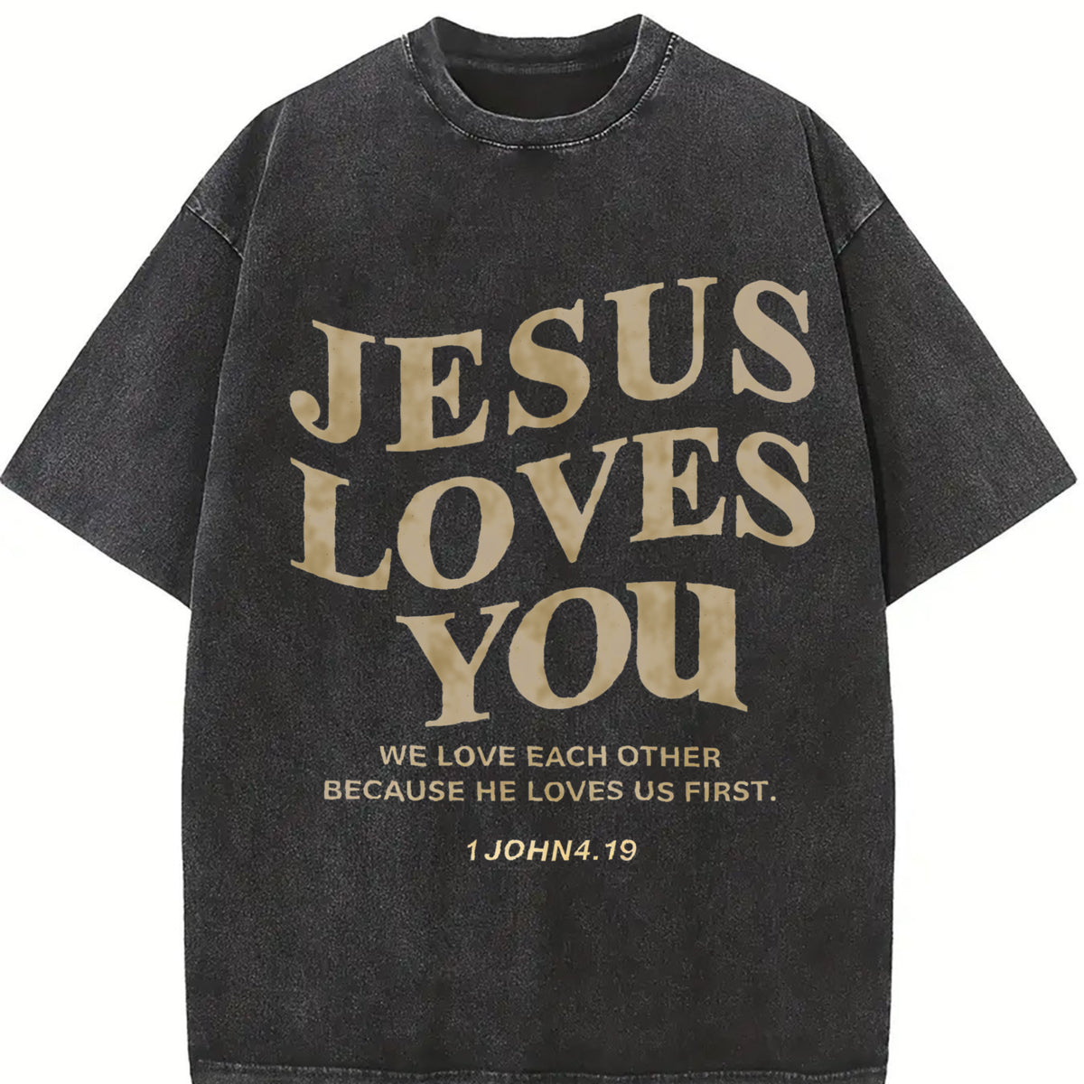 Jesus Loves You Jesus Christian Classic vintage washed oversized T-shirt in Black