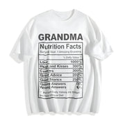 Grandma Nutrition Facts Cotton T-Shirt in White