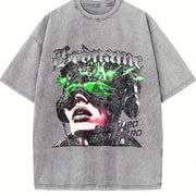 Cyberpunk Futuristic Character El Futuro En Nuestro Vintage Washed T-Shirt in Gray