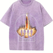Artemis Rocket Launch Vintage Washed T-Shirt in Purple