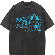 POOL SIDE Princess Vintage Washed T-Shirt in Black