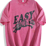 Retro Easy Tiger 90s Vintage Washed T-Shirt in Red