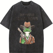Hold on Partner I'm Overstimulated Vintage Washed T-Shirt in Black