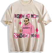 I'm Not a Regular Mom I'm a Sandler Mom vintage washed oversized T-shirt in Beige