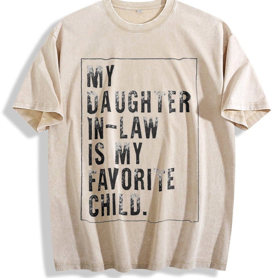 My Daughter-in-Law Is My Favorite Child vintage washed oversized T-shirt in Beige