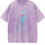 Neon Evangelion Anime Manga vintage washed oversized T-shirt in Purple