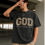 Leopard GOD Good Time Vintage Washed T-Shirt in Black