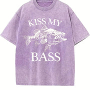 Kiss My Bass 90s Tattoo Vintage Washed T-Shirt in Purple