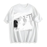 Halloween Michaael Myeers Jason Mask Cotton T-Shirt in White