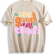 230gsm Blouse Vintage Washed T-Shirt in Beige
