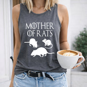 Mother of Rats Women's Color Cotton Tank Top in Gray