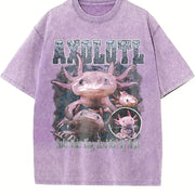 Axolotl 90s Underwater King Animal Rap Vintage Washed T-Shirt in Purple