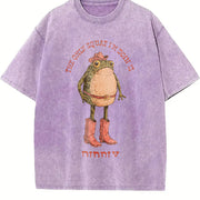 The Only Squat I'm Doin' Is Diddly Cowboy Frog Western vintage washed oversized T-shirt in Purple