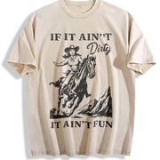 Western Cowgirl Clipart Vintage Washed T-Shirt in Beige