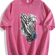 Retro Charcoal Gray Dollar Bill Vintage Washed T-Shirt in Red